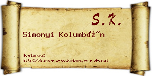 Simonyi Kolumbán névjegykártya